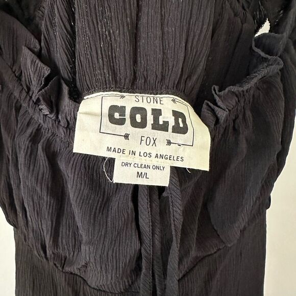 Stone Cold Fox Brooks Black Maxi Dress Ruffle Straps Sz M - Picture 7 of 10